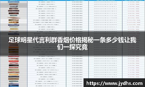 足球明星代言利群香烟价格揭秘一条多少钱让我们一探究竟